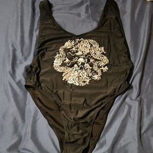 Black Dragon Print Women's Swimsuit